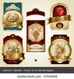 vector labels: food and beverages