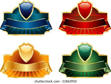 vector labels in four color versions