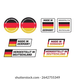 Vector Labels with German Flag, Product Origin and Export Tags