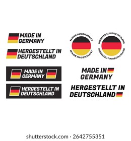 Vector Labels with German Flag, Product Origin and Export Tags