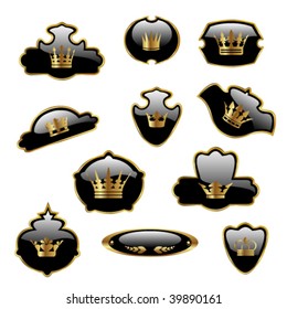 Vector labels with gold crowns