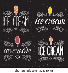 vector labels with ice cream