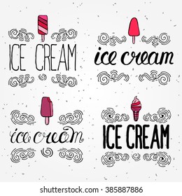 vector labels with ice cream