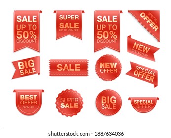 Vector labels isolated on white background. Sale promotion, website stickers, new offer badge collection. Flat badges discount and tags. Best choice tags.  Vector illustration.