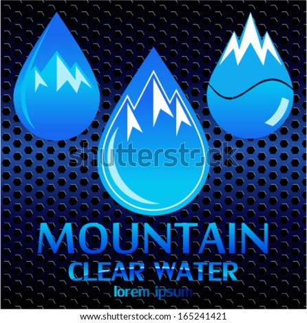 vector labels with mountains and water drop