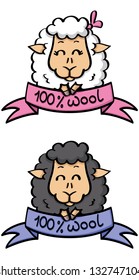 Vector - labels of natural wool with funny sheep