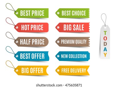 Vector labels with offer and price tags. Vector illustration