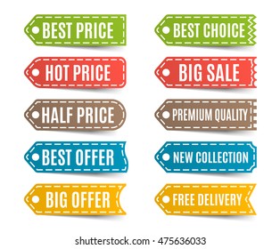 Vector labels with offer and price tags. Vector illustration