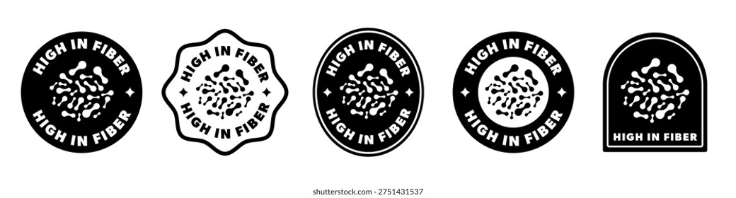 Vector labels for product - high in Fiber. Vector isolated on white.