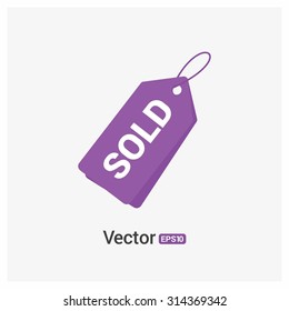 vector labels Sold price Label Purple Tag. isolated from background. illustration.