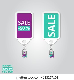 Vector Labels stickers with sale messages and charms