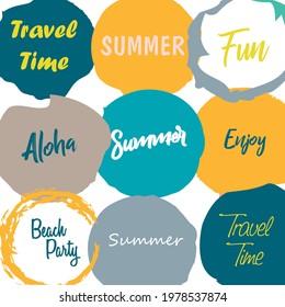 Vector labels with summer fun tags. Vector bright summer illustration