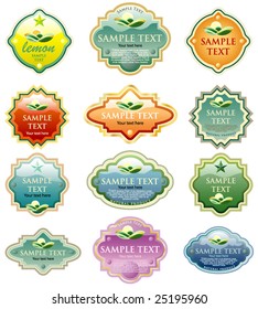 vector labels for various products like food beverages, cosmetics etc.