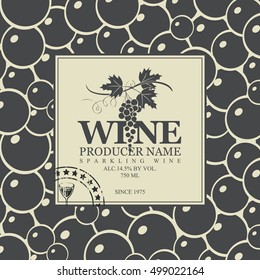 vector labels for wine with background grapes