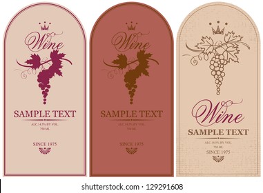 Vector Labels For Wine Grapes