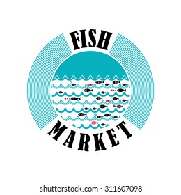 Vector lable for local markets with fresh fish.