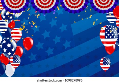 Vector Labor Day greeting or invitation card. National american holiday illustration with USA flag , September 7th, United state of America, 