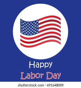 Vector Labor Day greeting or invitation card. National american holiday illustration with USA flag.