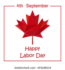 Vector Labor Day greeting or invitation card. National american holiday illustration with Canada flag.