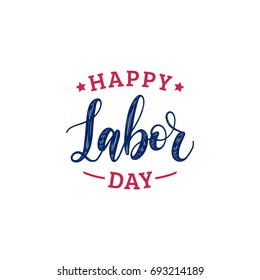 Vector Labor Day greeting or invitation card. National american holiday illustration. Festive poster or banner with hand lettering.