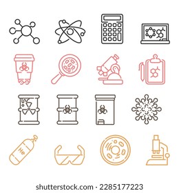 vector laboratory chemistry icon set