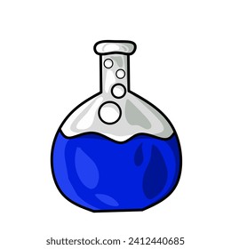 Vector laboratory glassware icon, on white background. Laboratory beaker tubes and flasks containing colored liquid illustration. Suitable for chemical test collection