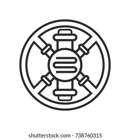Vector laboratory icon. Logo with two flasks one on top of another. Simple modern science symbol isolated on white background. 