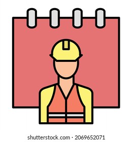Vector Labour Day Filled Outline Icon Design
