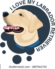 Vector Labrador illustration with text.