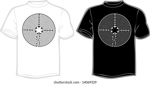 vector labyrinth from Chartres Cathedral floor on T shirt