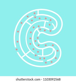 Vector labyrinth. Circle maze game illustration