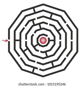 Vector labyrinth. Decagon maze game illustration