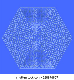Vector Labyrinth Isolated on Blue Background. Kids Maze