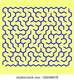 Vector Labyrinth Isolated on Yellow Background. Kids Maze