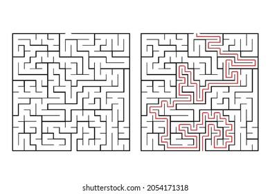 Vector labyrinth. Maze, Labyrinth with Entry and Exit. Square maze