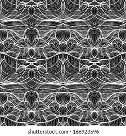 Vector lace black and white pattern. Seamless background