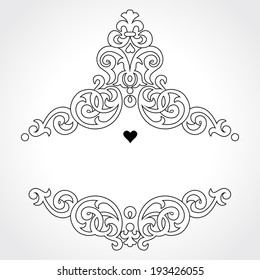 Vector lace card in east style. Ornate element for design and place for text. Contour ornamental pattern for wedding invitations and greeting cards. Lace traditional decor.