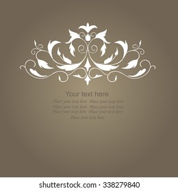 Vector lace card in east style. Ornate element for design. Place for text. Light ornamental pattern for wedding invitations, greeting cards. Traditional decor.