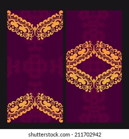 Vector lace card in Victorian style. Ornate element for design and place for text, perfect for invitations, greeting cards, save the date and wedding cards.