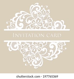 Vector Lace Card. Vintage White Ornament.