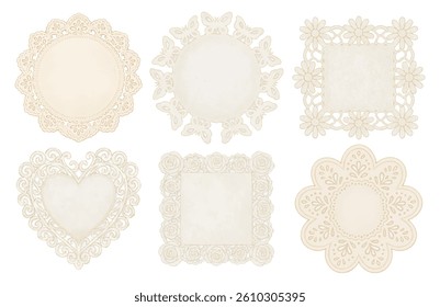 vector lace doily paper design with watercolor style