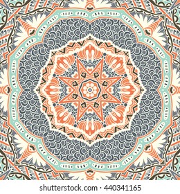Vector lace ethnic seamless pattern. Vintage indian geometric background pattern ornamental