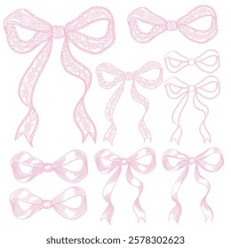 Vector of lace fabric ribbon, hand-drawn fashionable illustration in vintage style.