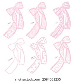 Vector of lace fabric ribbon, hand-drawn fashionable illustration in vintage style.