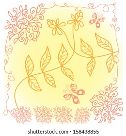Vector lace floral pattern with the butterfly