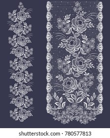 Vector lace. Floral pattern with mesh in a vertical position. Decorative border