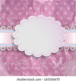 Vector Lace Frame elegant unusual card for old aged background with beautiful pink design elements
