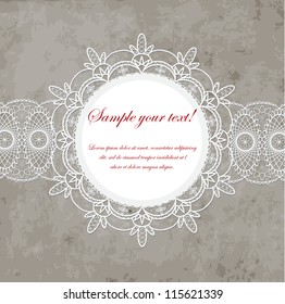 Vector lace frame on grunge background