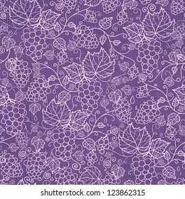 Vector Lace Grape Vines Seamless Pattern Background With Hand Drawn Elements