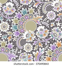 Vector Lace. Multicolor Seamless Pattern.